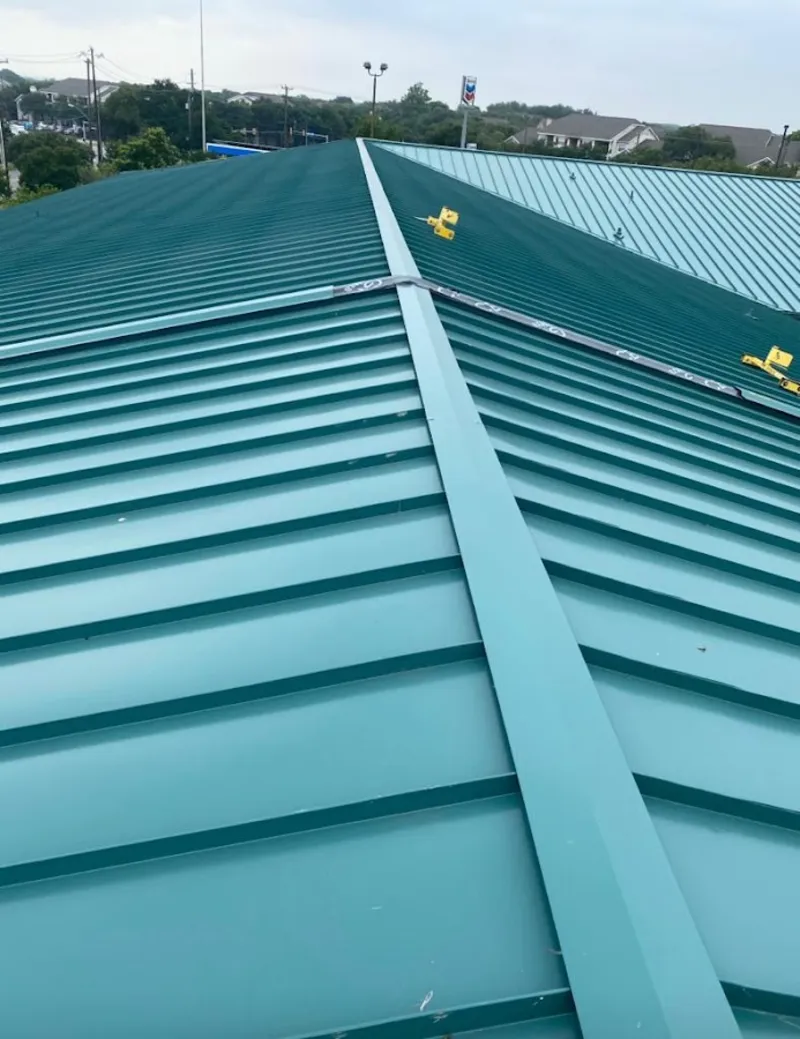 Green commercial metal roof ridge and valley for Metal Roof Repair in Bridgeport